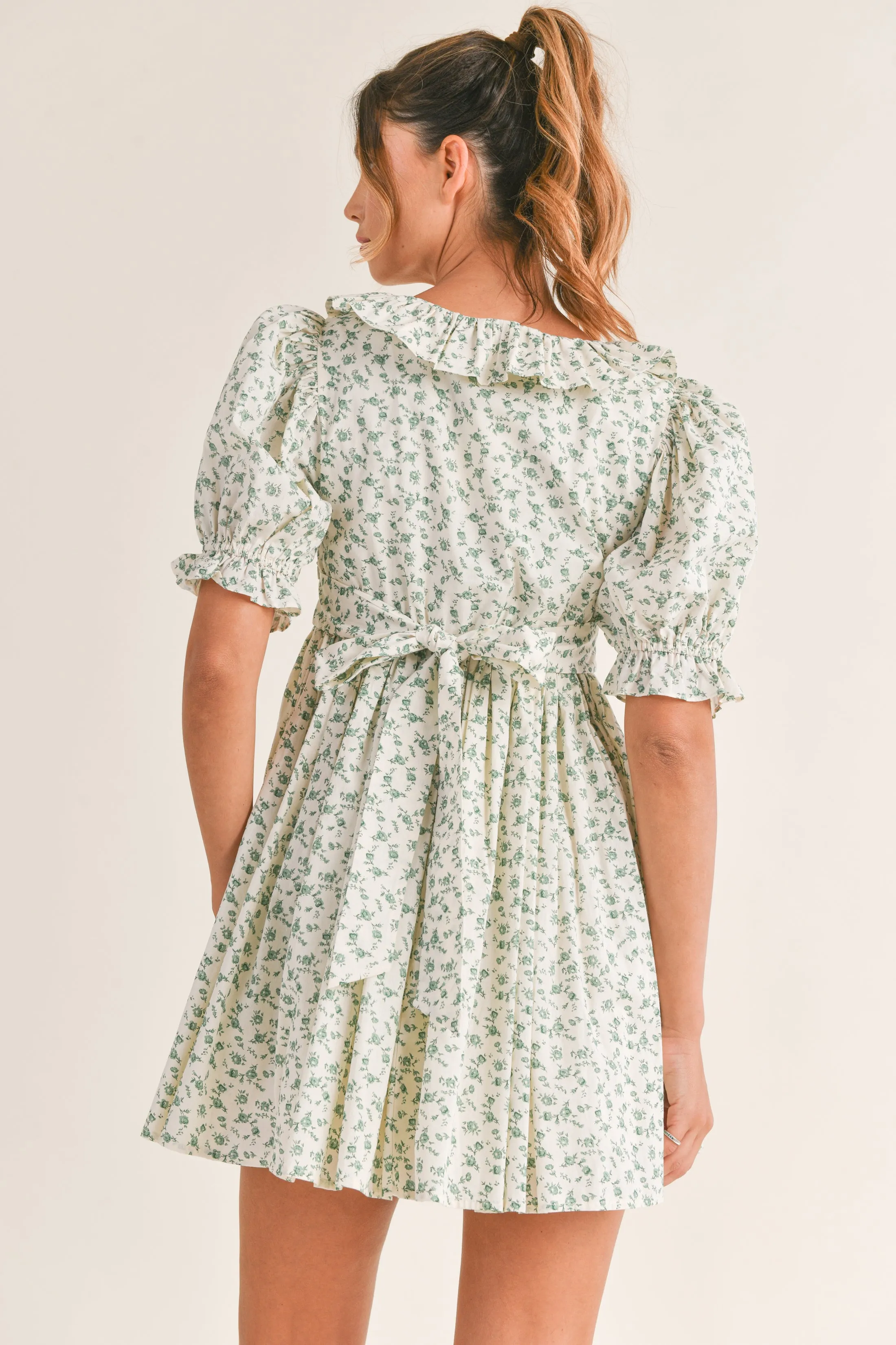 VIVIAN FLORAL RUFFLED NECK MINI DRESS sold by MABLE product image thumbnail 2