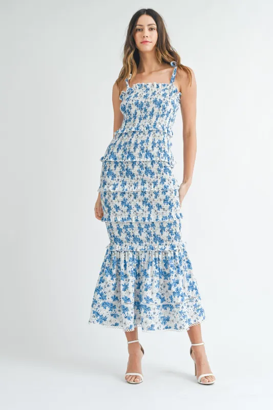 SALMA TIERED SMOCKED BODYCON DRESS made by MABLE