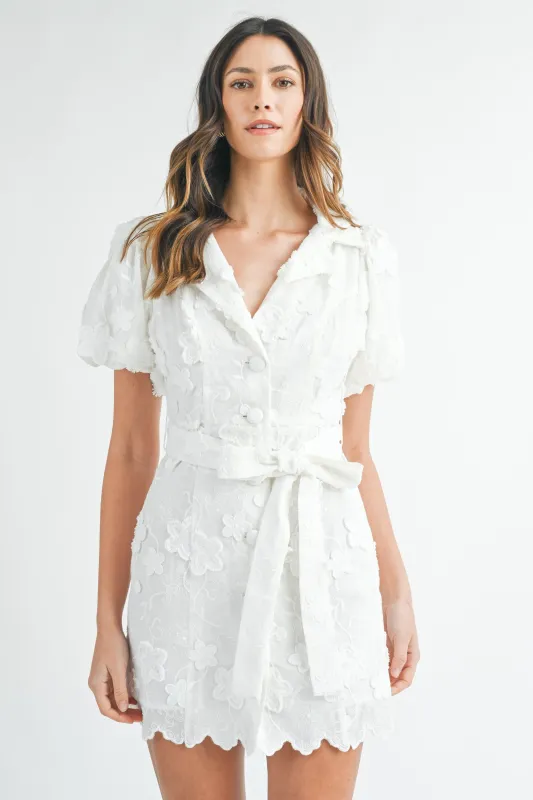 NINA TEXTURED BUTTON DOWN MINI DRESS made by MABLE