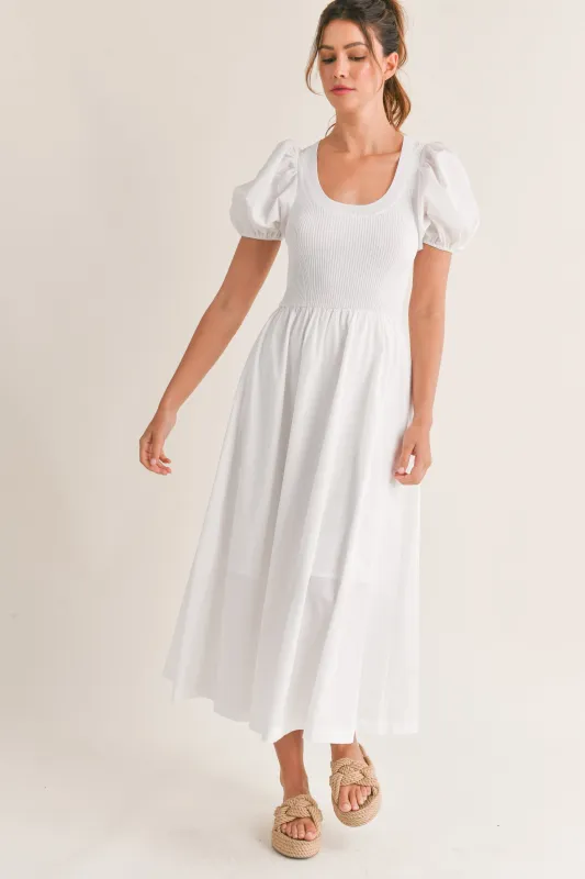 CATALEYA PUFF SLEEVE MIDI DRESS made by MABLE