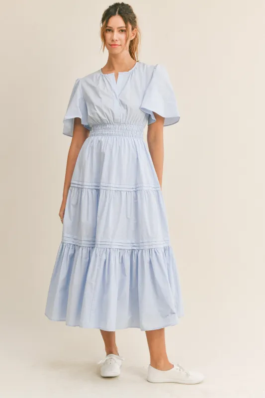 LOUISA PUFF SLEEVE TUCKED DRESS made by MABLE