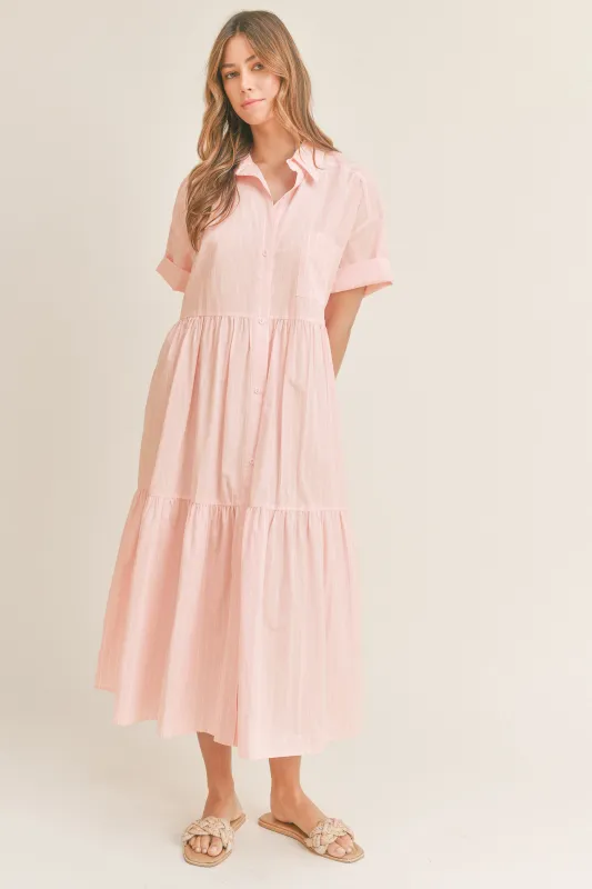 ZORA TIERED STRIPE SHIRTS DRESS made by MABLE