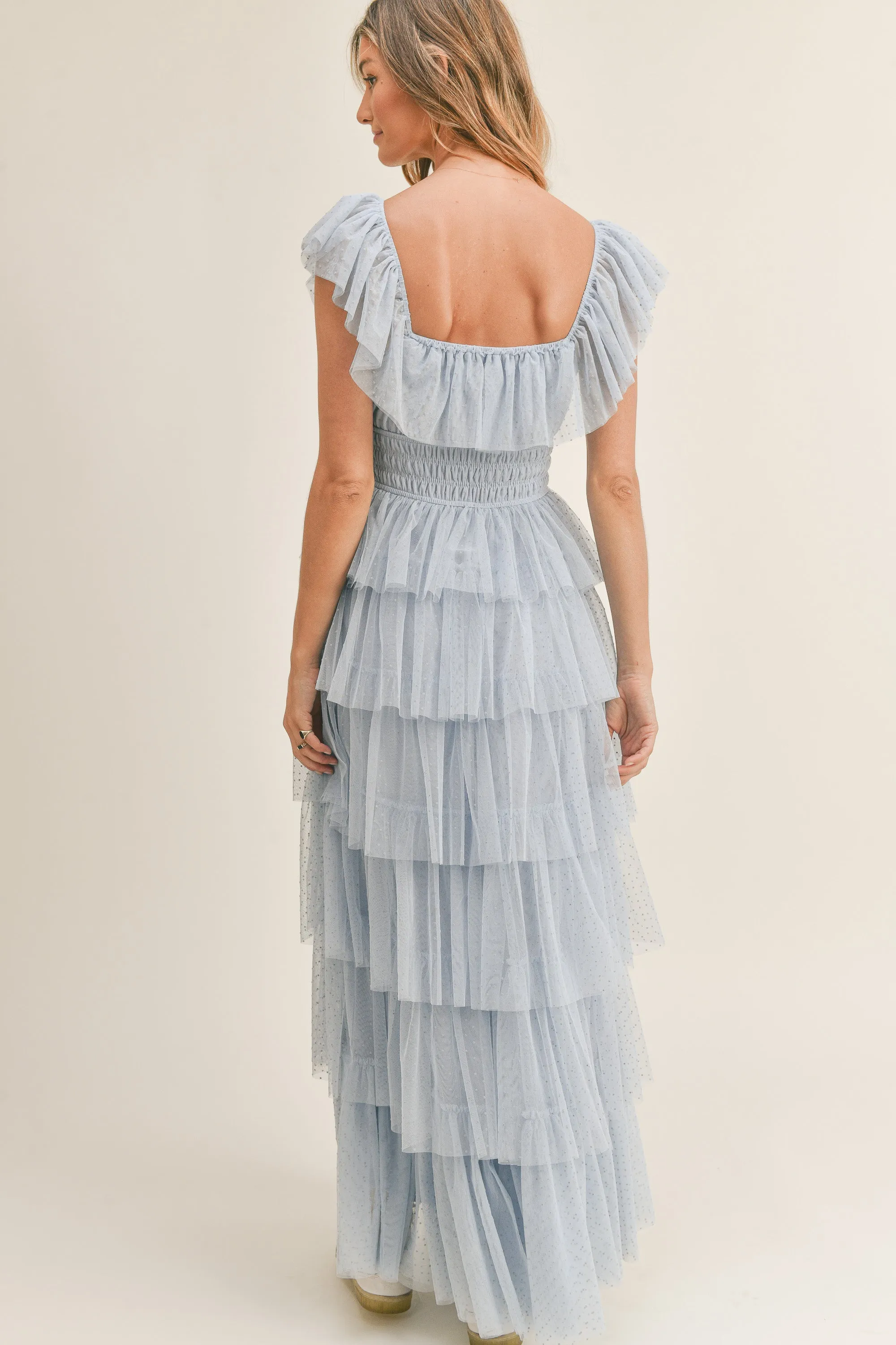 ABBY RUFFLE TIERED MAXI MESH DRESS sold by MABLE product image thumbnail 4