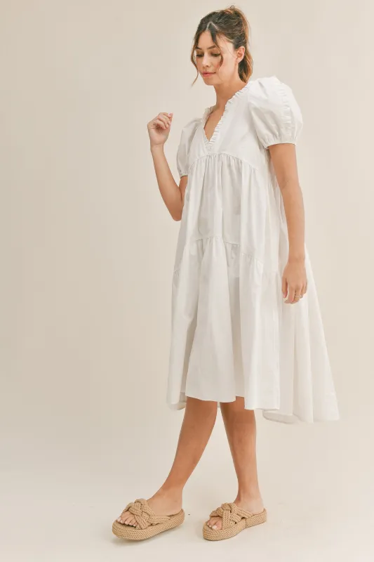 MACKENZIE PUFF SLEEVE SHIRRING DRESS made by MABLE