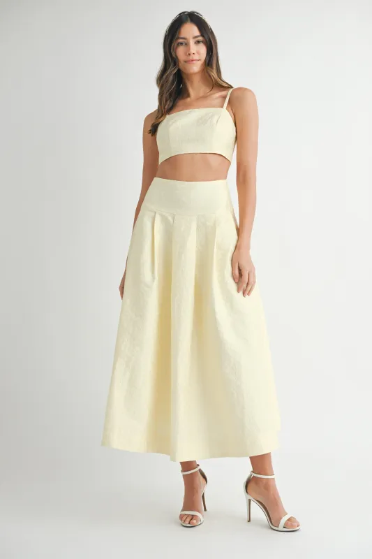 STEPHANIE LACE CROP TOP MIDI SKIRT SET made by MABLE