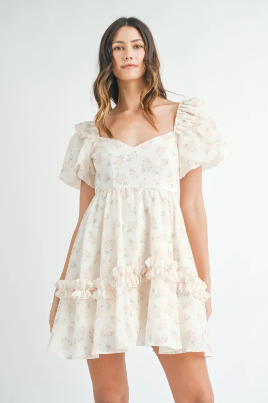 RAPUNZEL FLORAL PRINTED MINI DRESS sold by MABLE