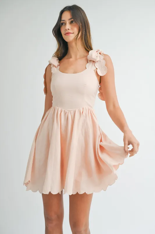 JAELYN SCALLOP STRAP MINI DRESS made by MABLE