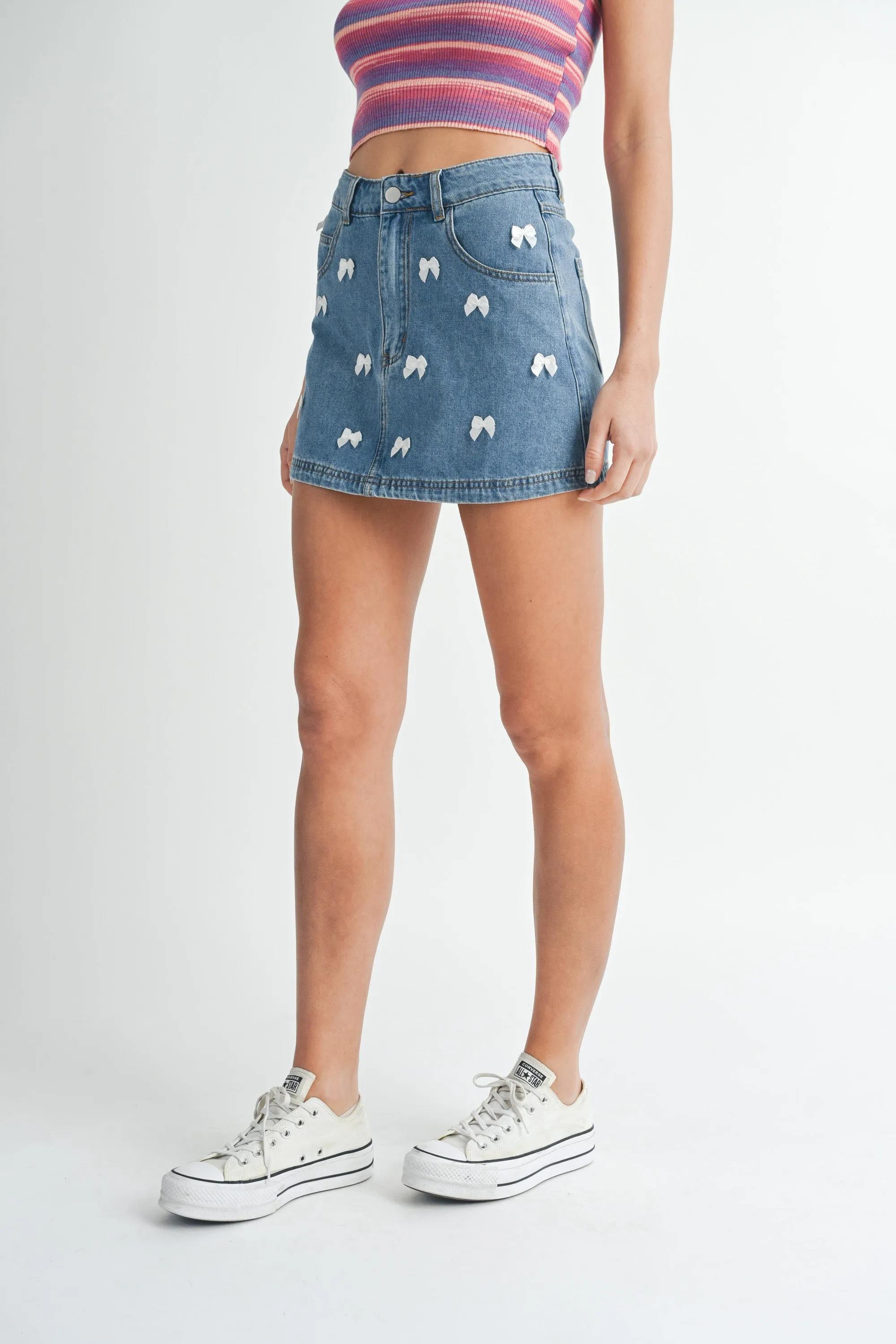 BETTY RIBBON APPLIQUE DENIM SKIRT sold by MABLE product image thumbnail 3