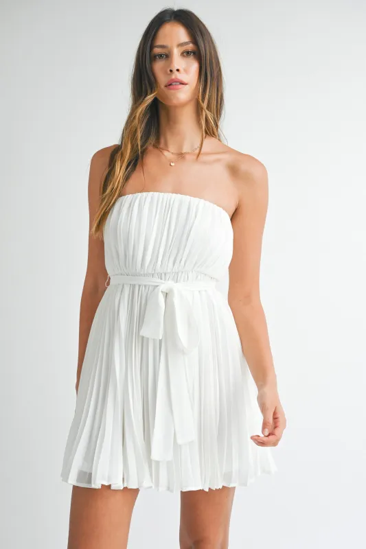 HEATHER PLEATED TUBE MINI DRESS made by MABLE