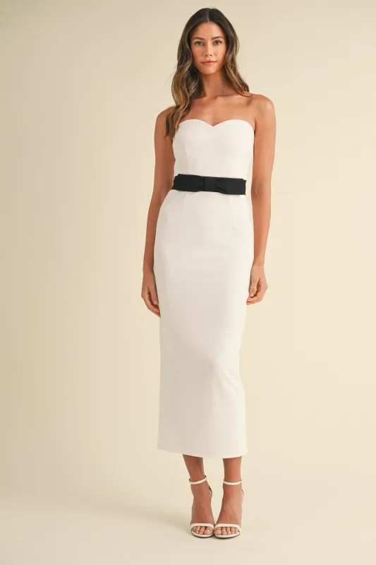 AMELIA WAIST BOW MIDI DRESS made by MABLE