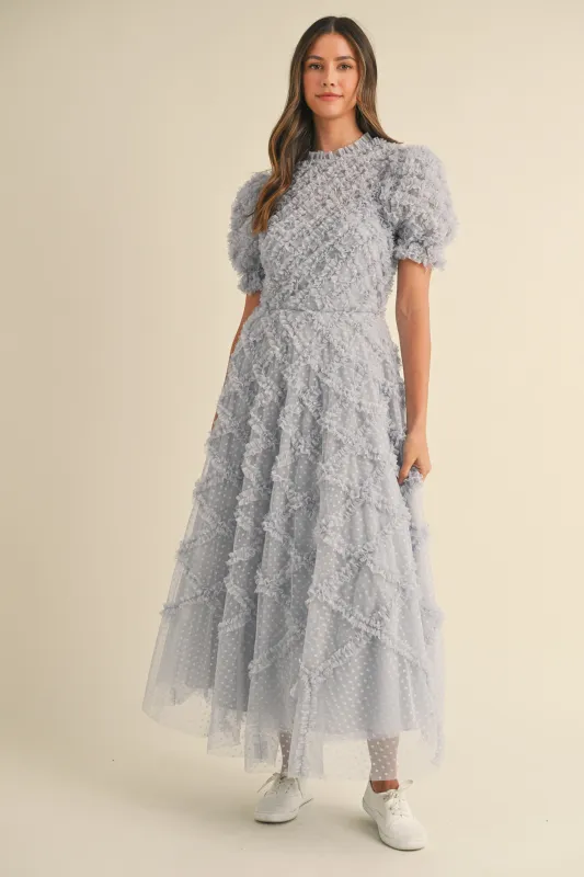 CORYLYN DOT MESH MIDI DRESS made by MABLE