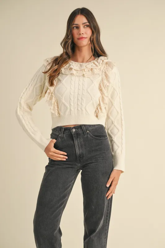 MAELIS RUFFLED LACE SWEATER made by MABLE