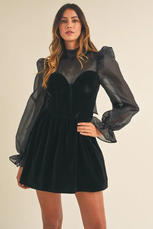 TRISTAN ORGANZA PUFF SLEEVE MINI DRESS sold by MABLE