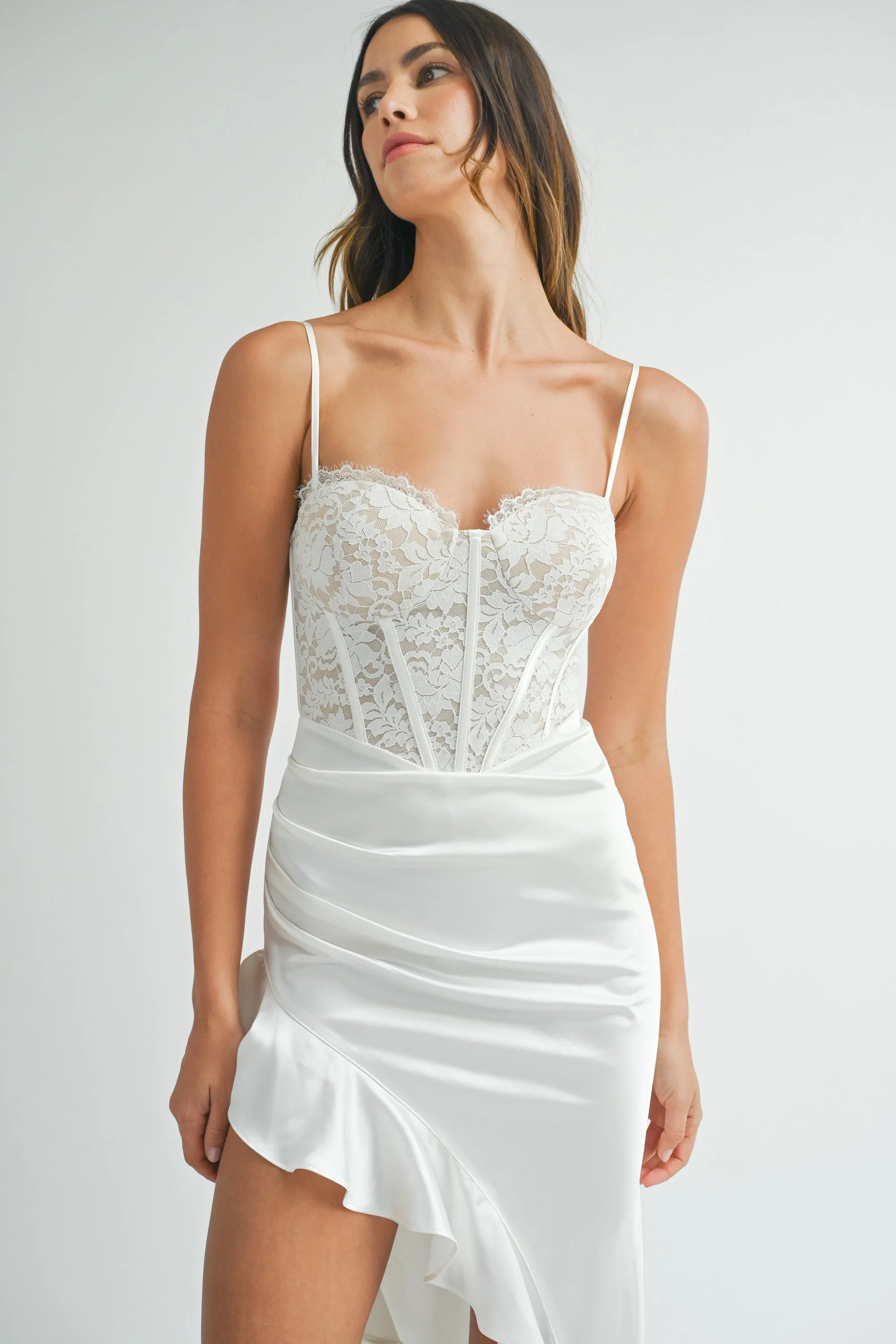 REGAN LACE CORSET WITH RUFFLE HEM MIDI DRESS sold by MABLE product image thumbnail 4