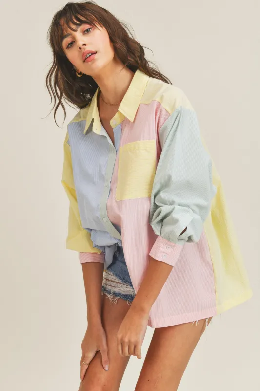 HAZEL COLOR BLOCK SHIRT made by MABLE