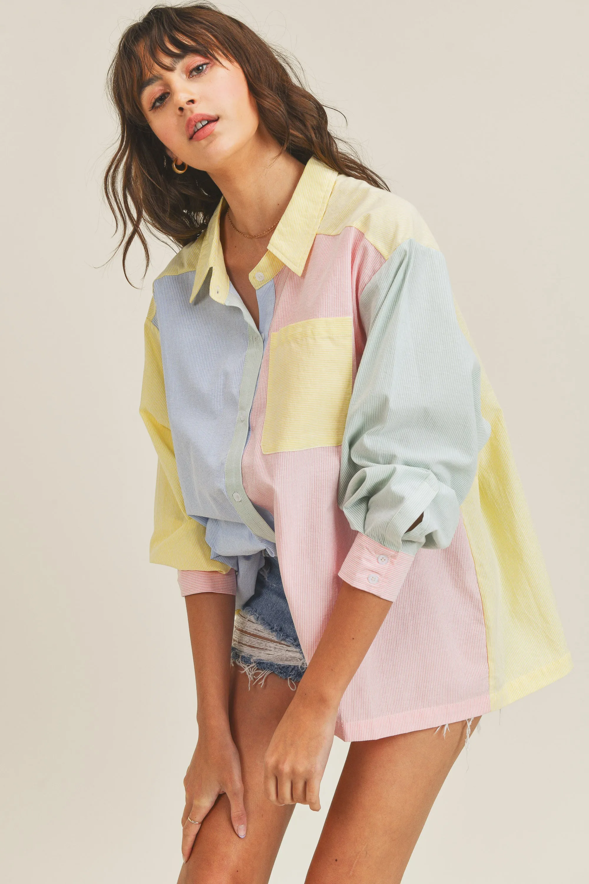 HAZEL COLOR BLOCK SHIRT sold by MABLE