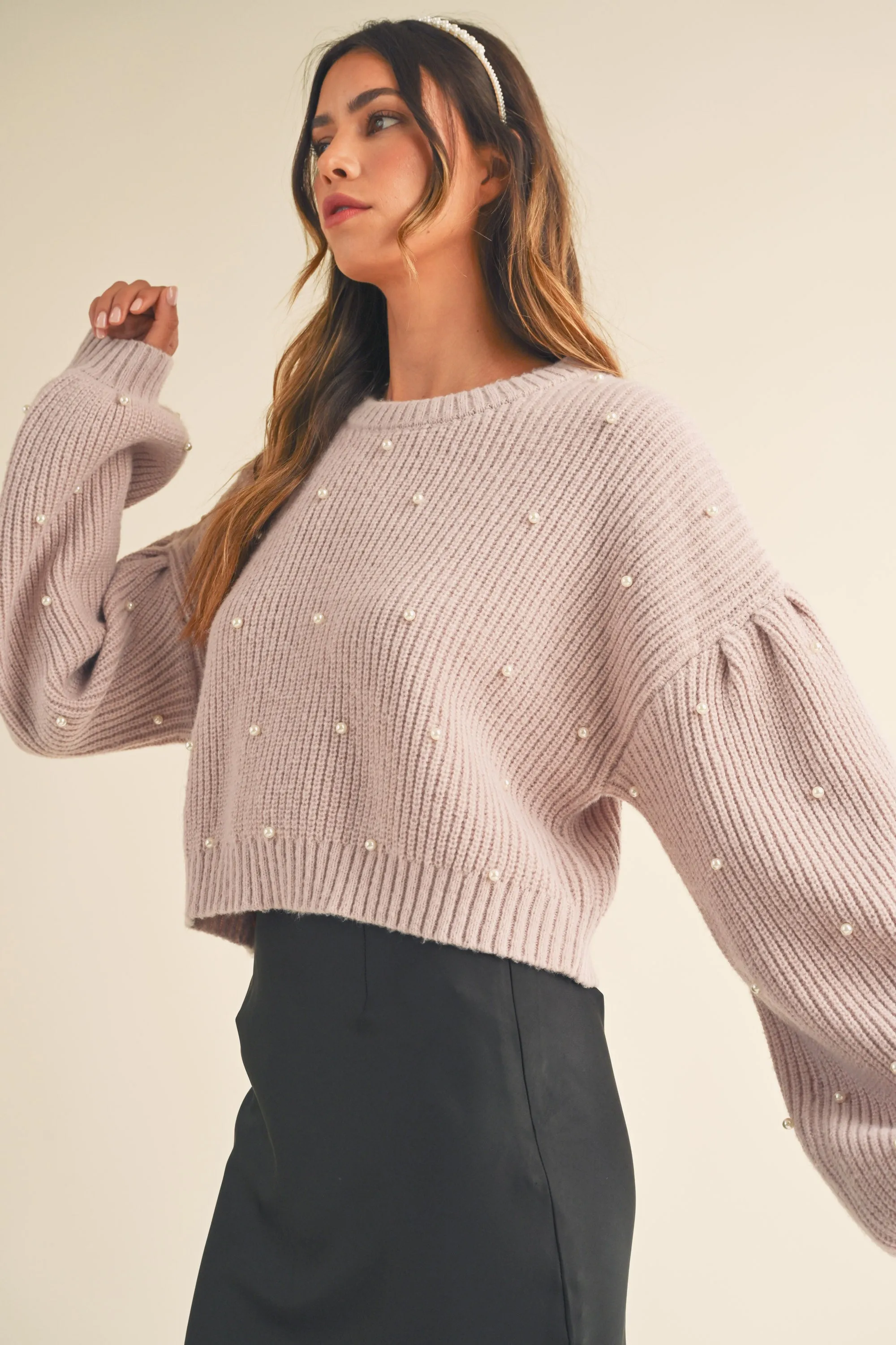 TUVA PEARL BEADED KNIT SWEATER sold by MABLE product image thumbnail 3