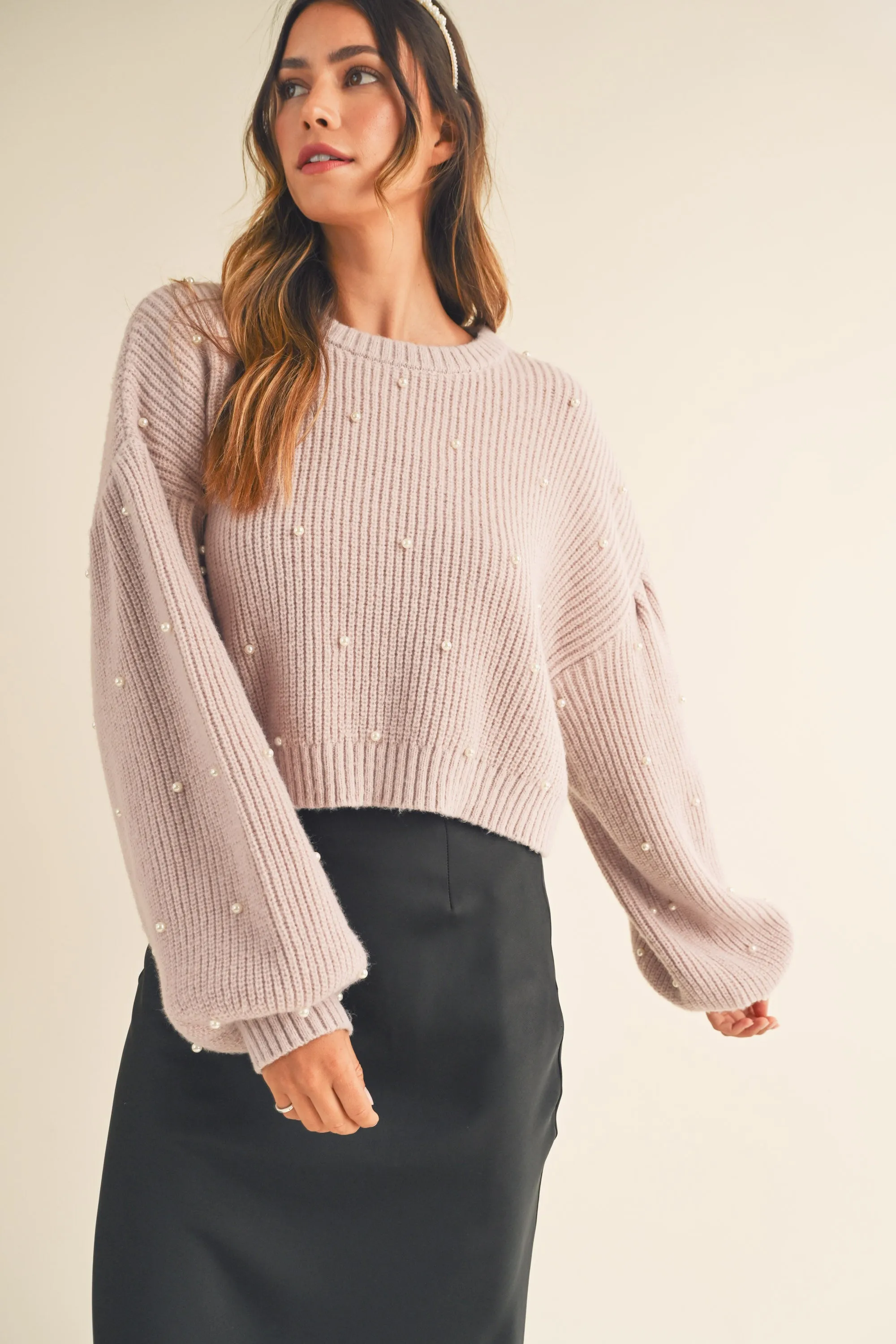 TUVA PEARL BEADED KNIT SWEATER sold by MABLE