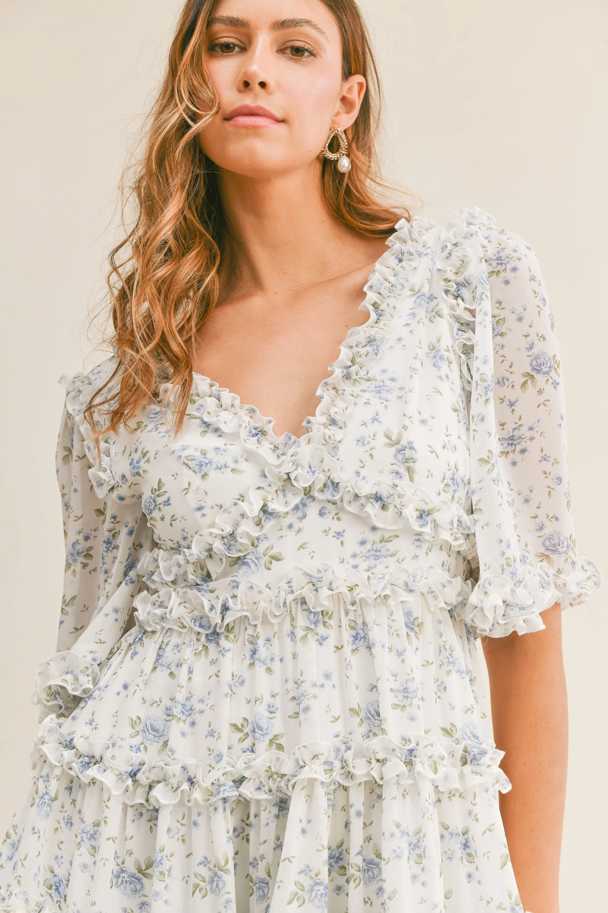 CAPUCINE FLORAL RUFFLE DETAIL DRESS sold by MABLE product image thumbnail 5