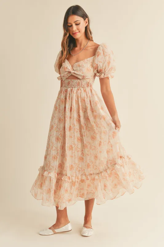 ADIMA PUFF SLEEVE MIDI DRESS made by MABLE