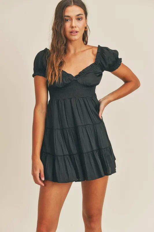 JILLINE SATIN WAIST SMOCKED DRESS made by MABLE