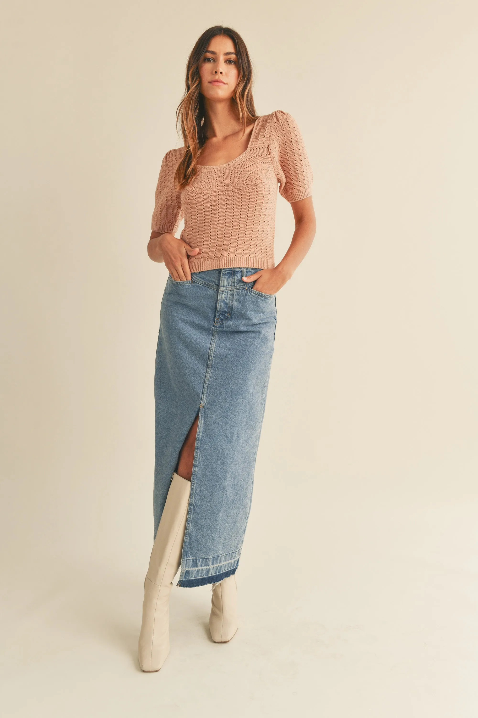 HATTIE PUFF SLEEVE KNIT TOP sold by MABLE product image thumbnail 5