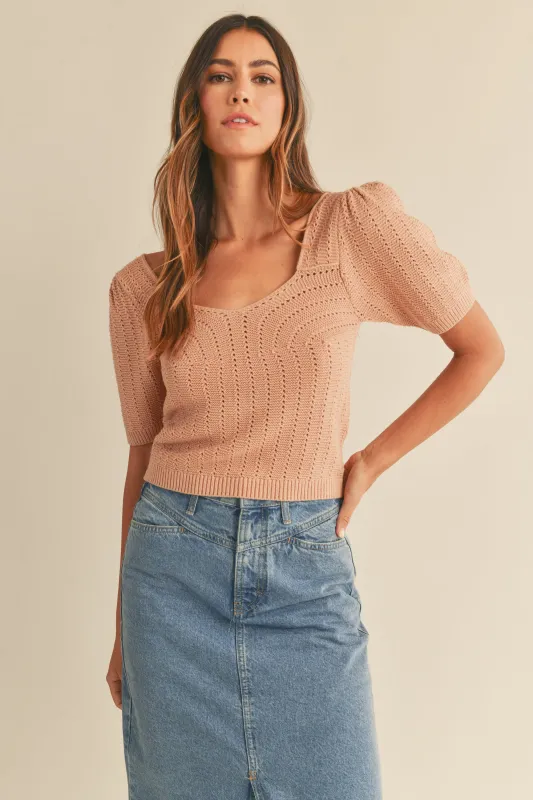 HATTIE PUFF SLEEVE KNIT TOP made by MABLE