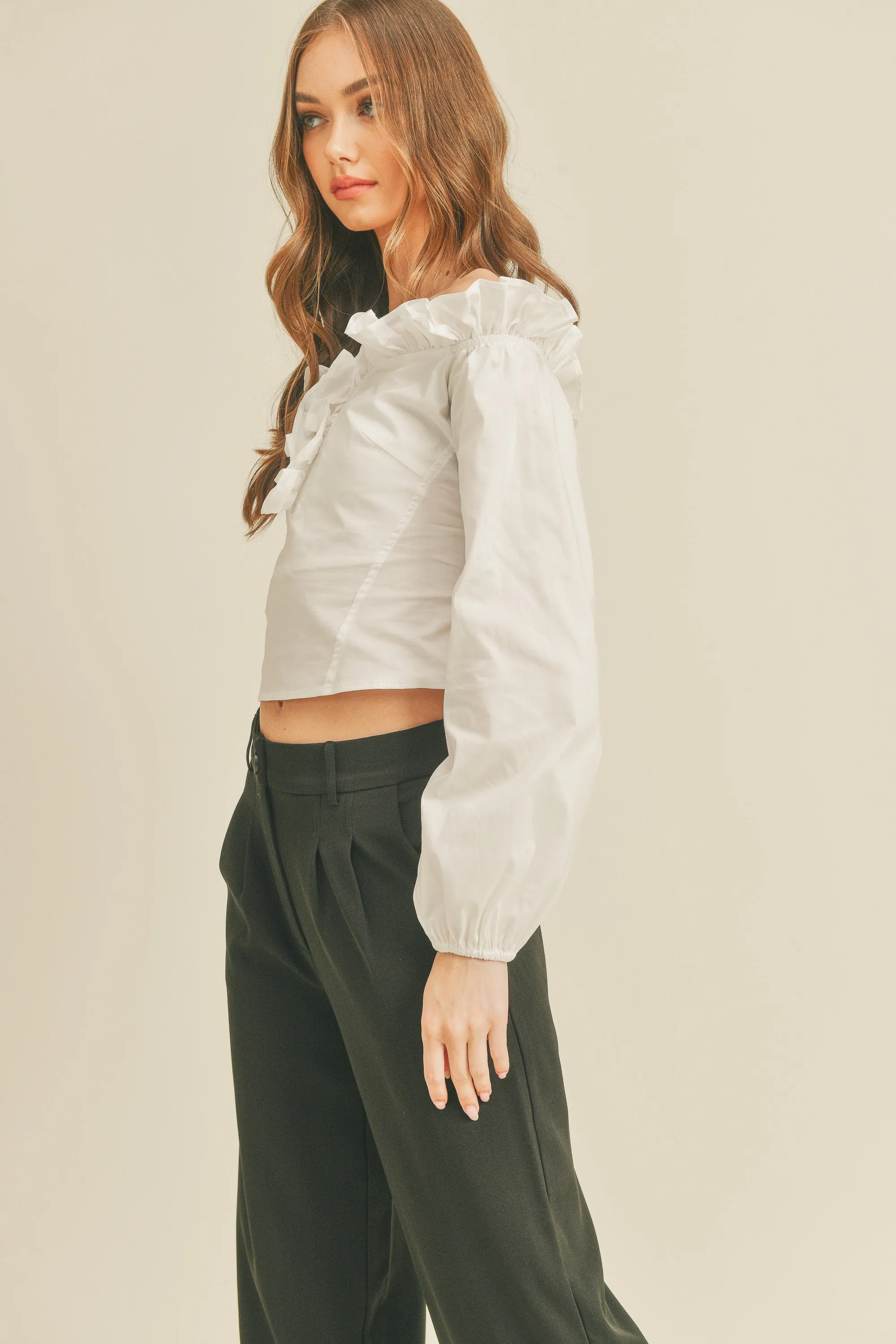 ANALIA RUFFLE V-NECK BLOUSE sold by MABLE product image thumbnail 2