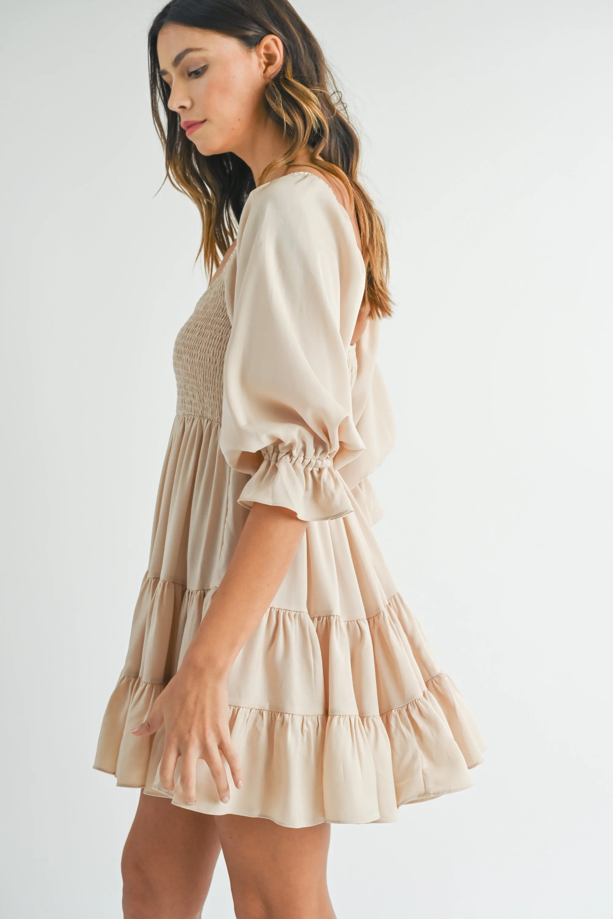 EMORY SMOCKED RUFFLE MINI DRESS sold by MABLE product image thumbnail 2
