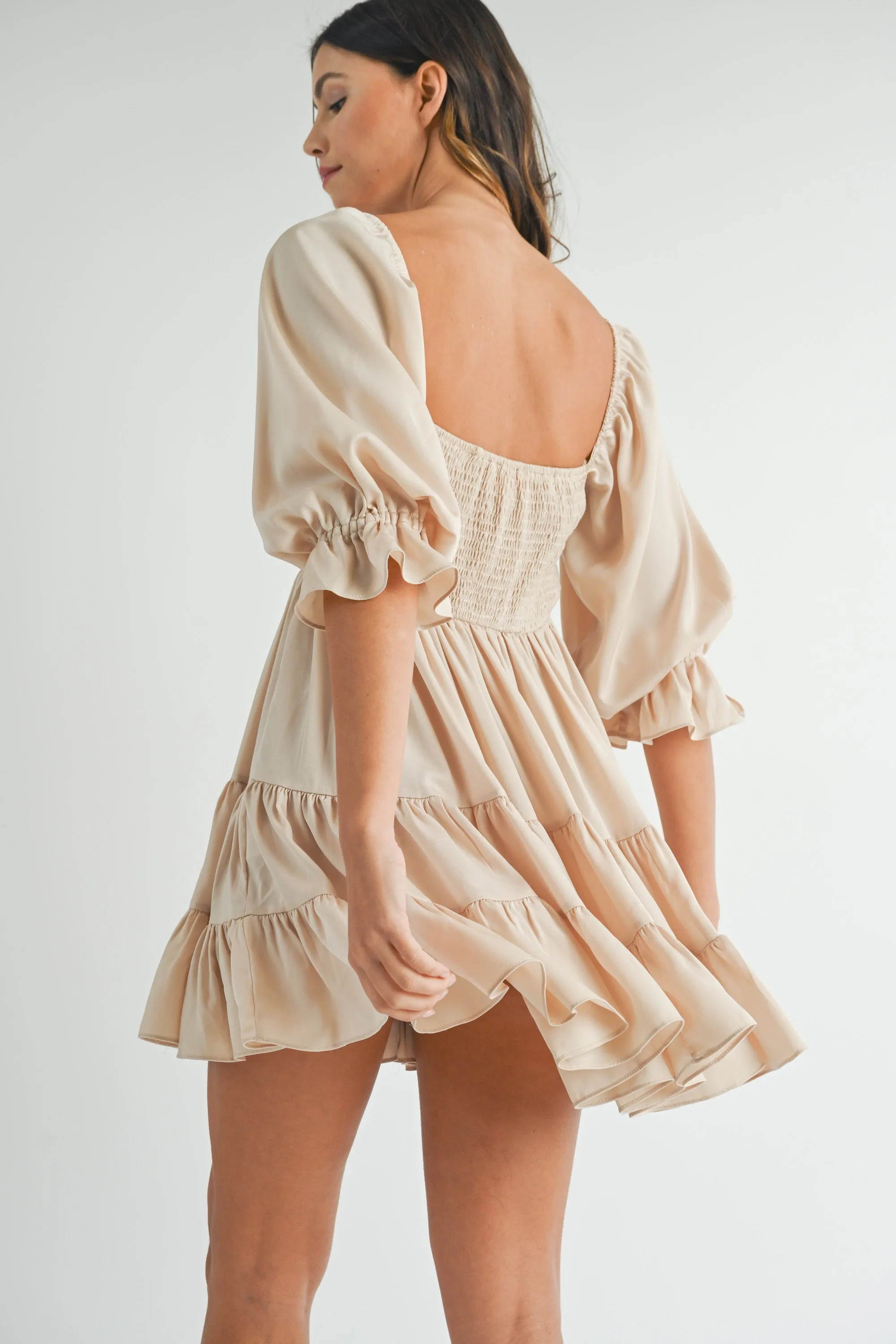 EMORY SMOCKED RUFFLE MINI DRESS sold by MABLE product image thumbnail 3
