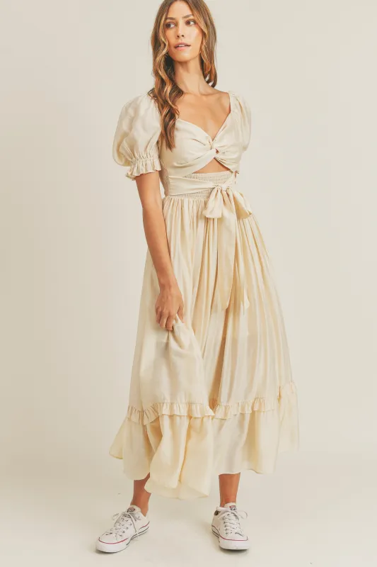 KHALEESI PUFF SLEEVE MIDI DRESS made by MABLE