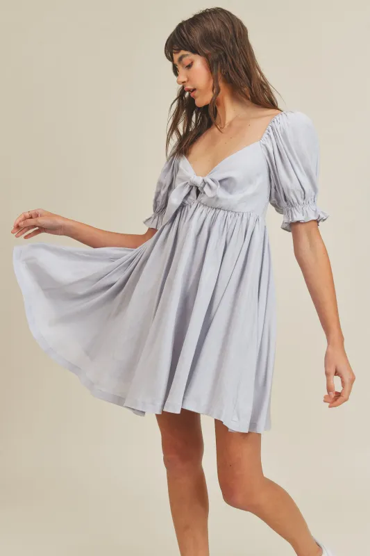 ARIYA FRONT RIBBON TIED MINI DRESS sold by MABLE