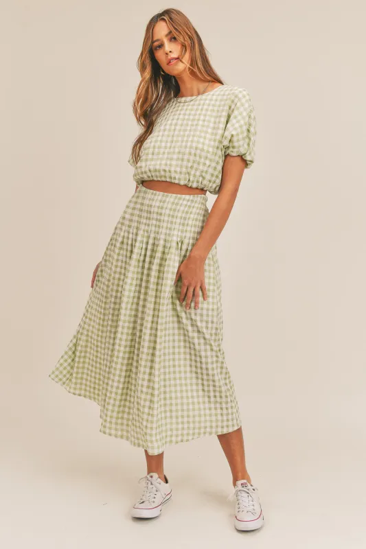 CYNTHIA CROP TOP AND MIDI SKIRT SET made by MABLE