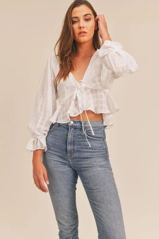 ANAIS GEOMETRIC PRINT CROP TOP made by MABLE