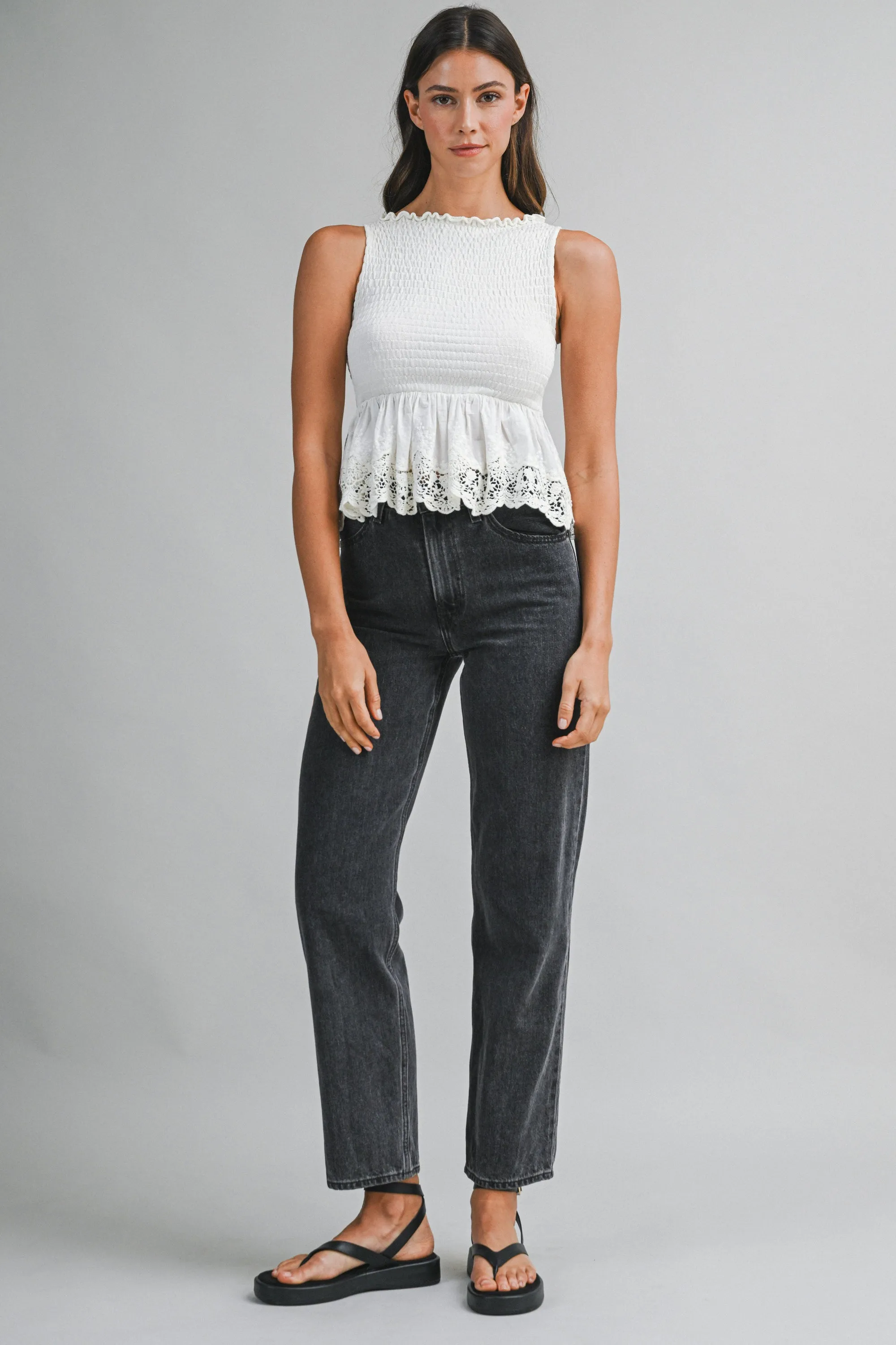 AMELIE SMOCKED LACE HEM TOP sold by MABLE product image thumbnail 5