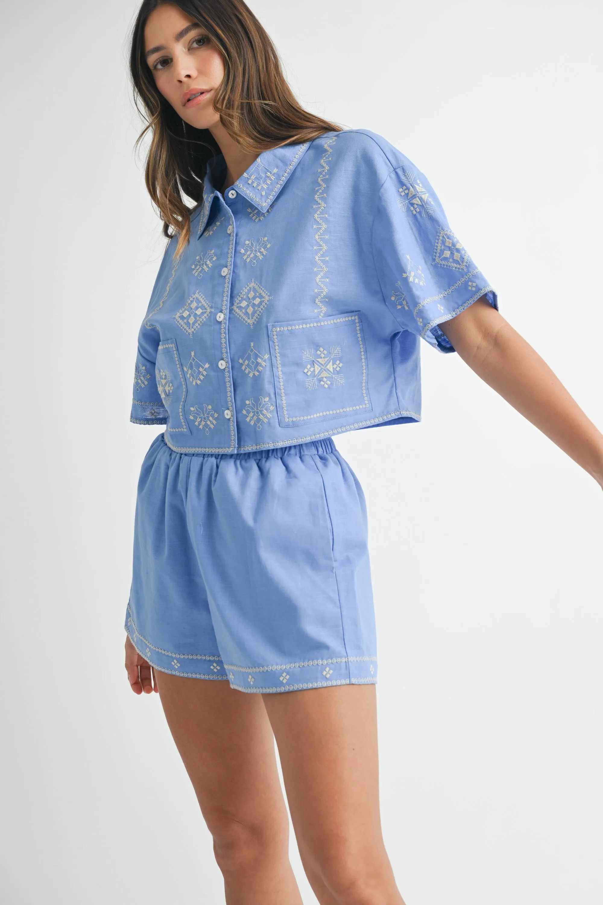 AURORA EMBROIDERED SHIRT AND SHORTS SET sold by MABLE product image thumbnail 3