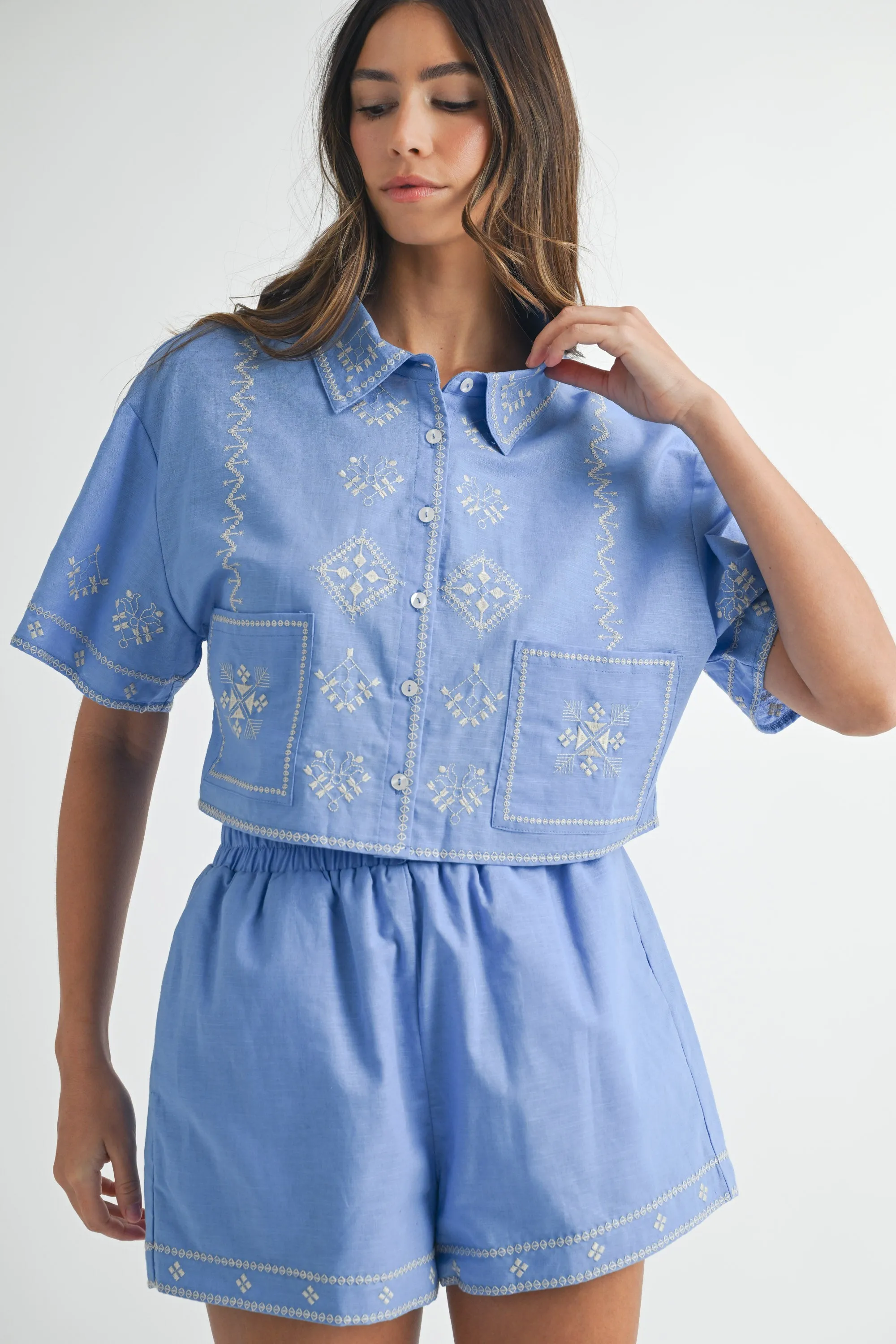 AURORA EMBROIDERED SHIRT AND SHORTS SET sold by MABLE product image thumbnail 2