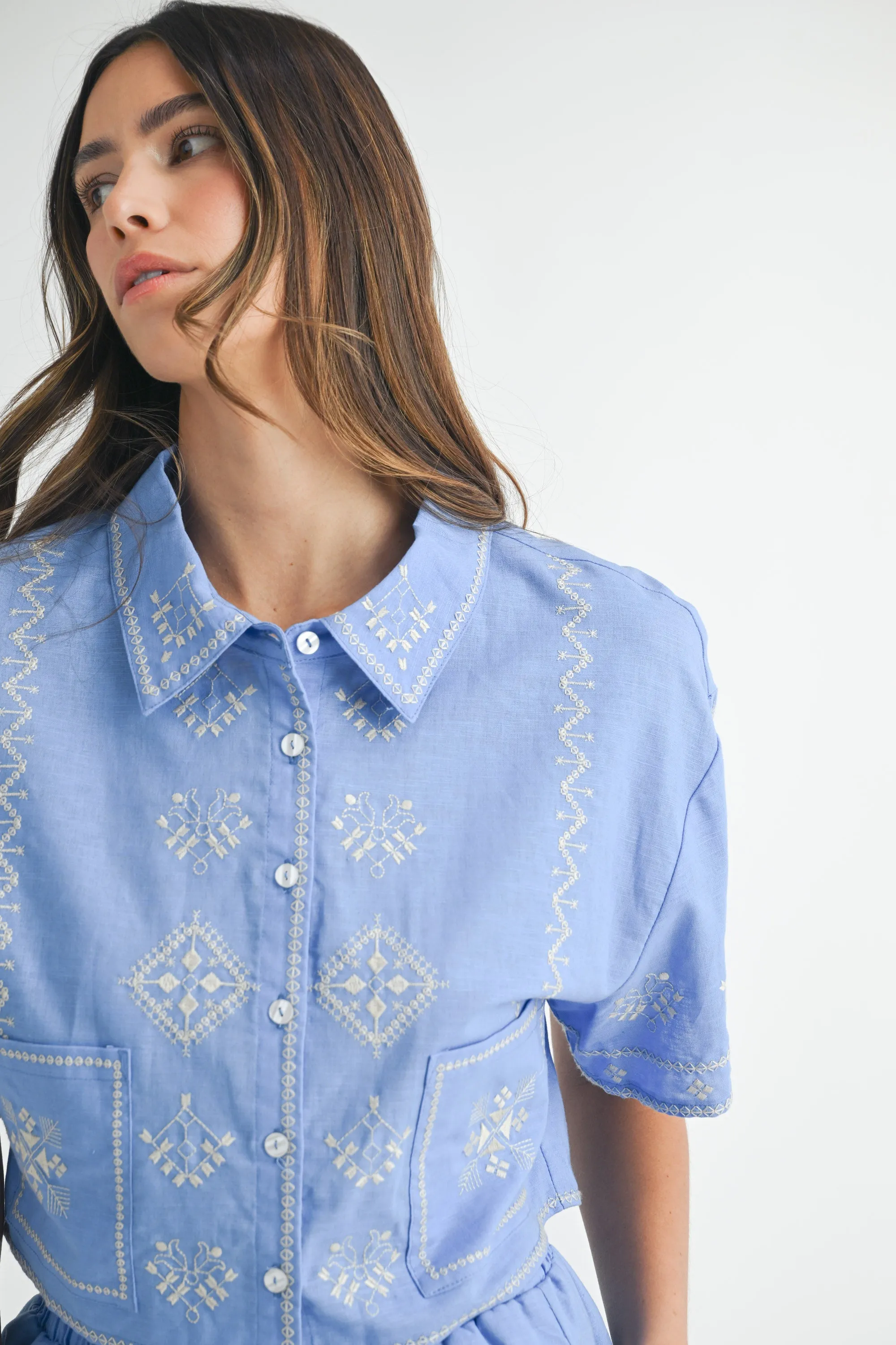 AURORA EMBROIDERED SHIRT AND SHORTS SET sold by MABLE product image thumbnail 5