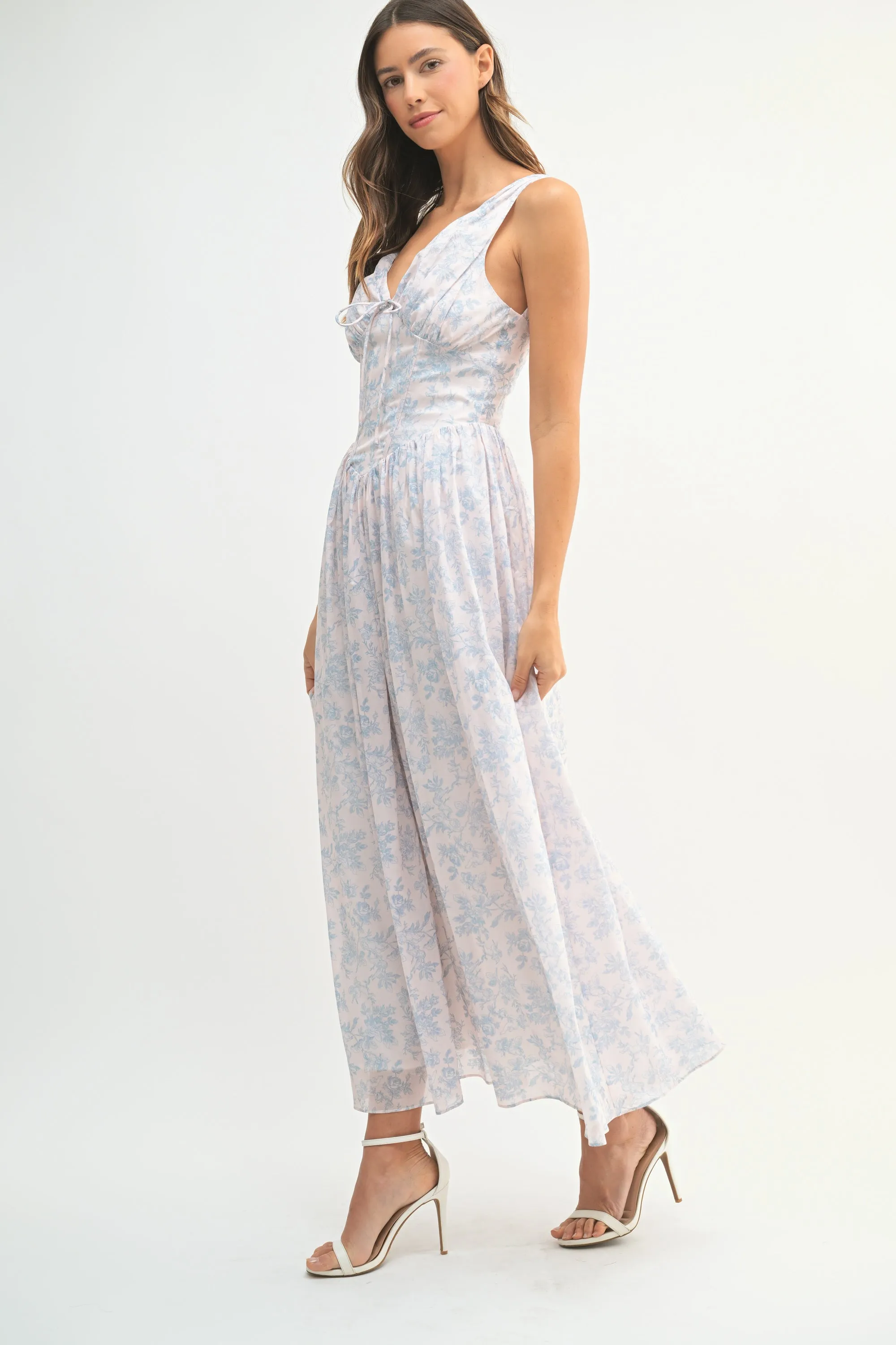 MACY BUSTIER BODY FLORAL PRINTED MIDI DRESS sold by MABLE product image thumbnail 2