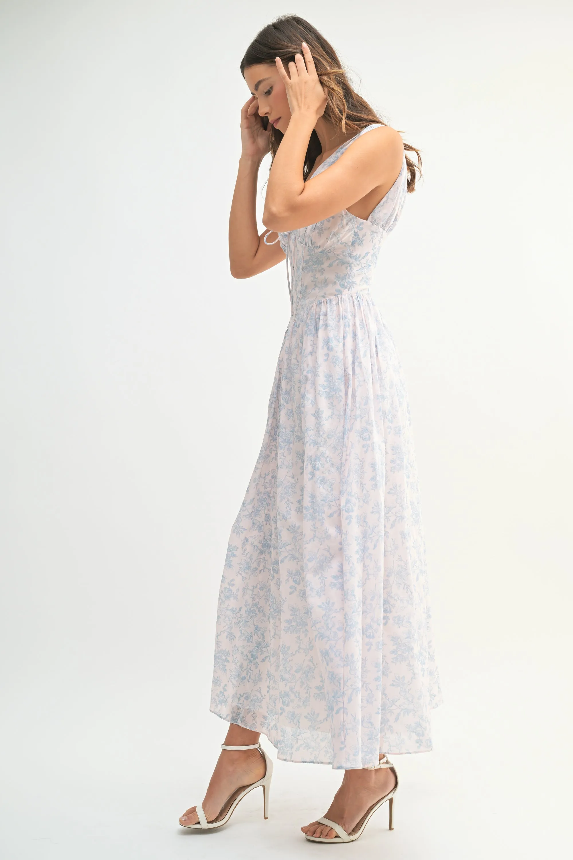 MACY BUSTIER BODY FLORAL PRINTED MIDI DRESS sold by MABLE product image thumbnail 3