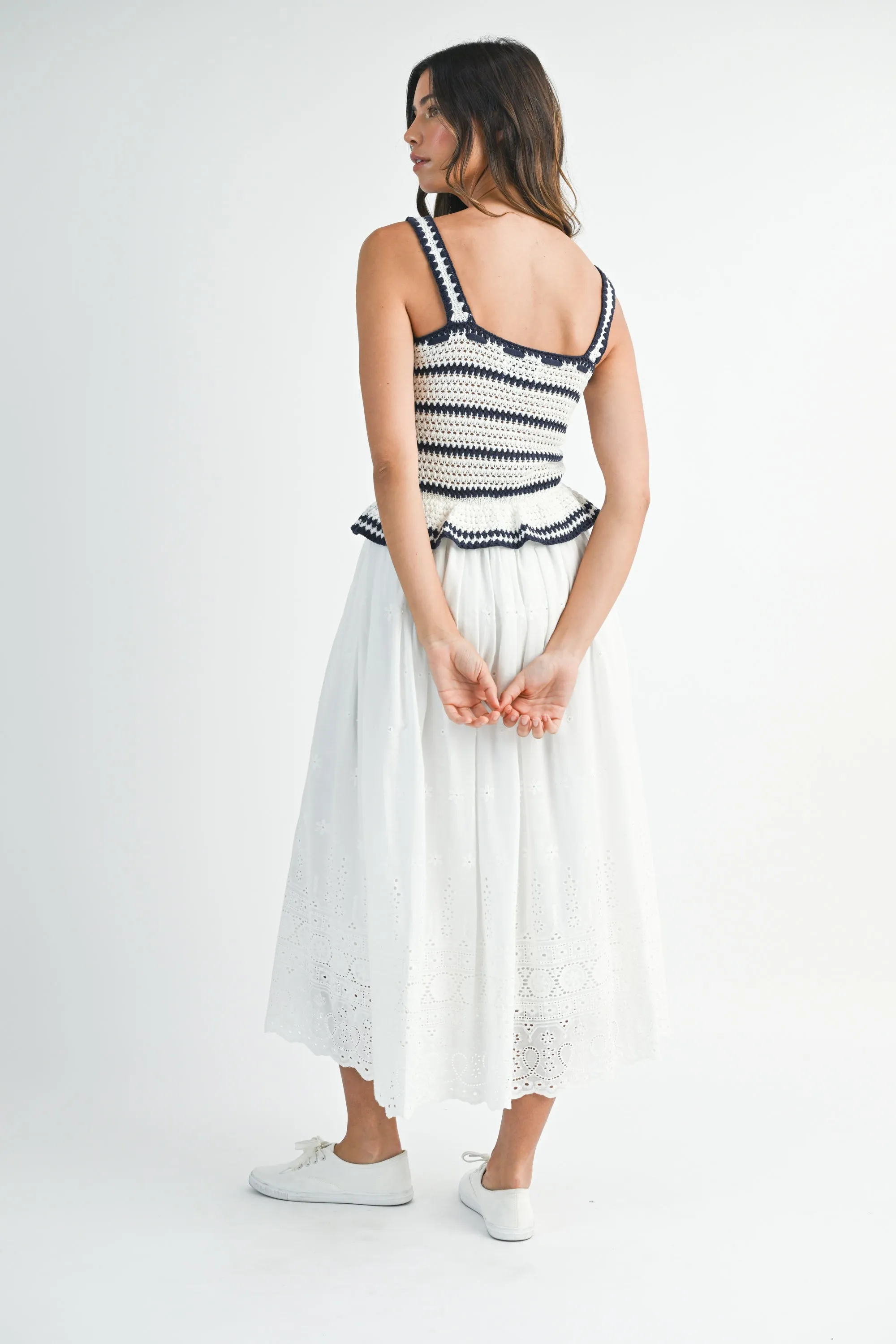 SANDRA CROCHET STRIPE KNIT BODICE MIDI DRESS sold by MABLE product image thumbnail 3
