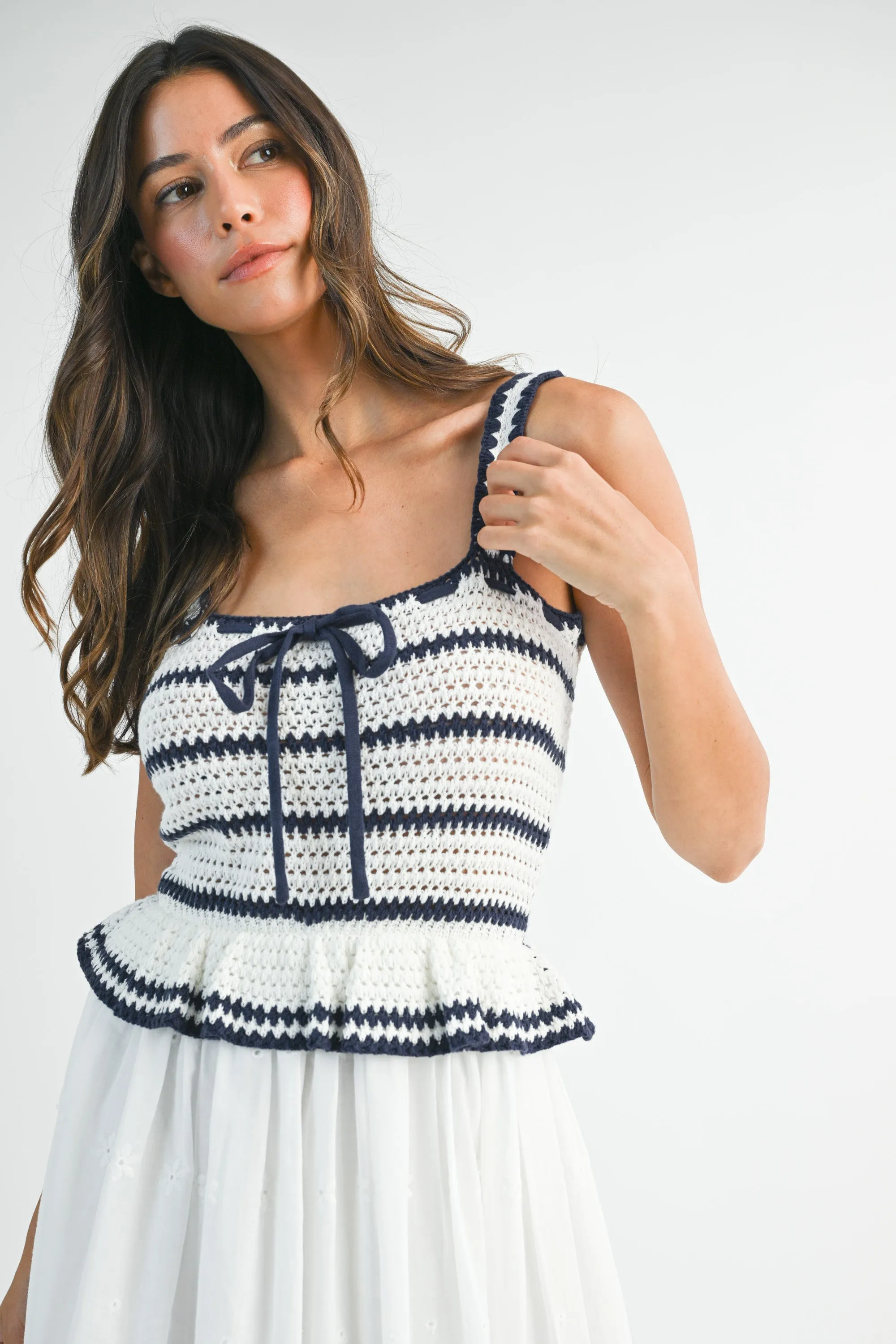 SANDRA CROCHET STRIPE KNIT BODICE MIDI DRESS sold by MABLE product image thumbnail 4