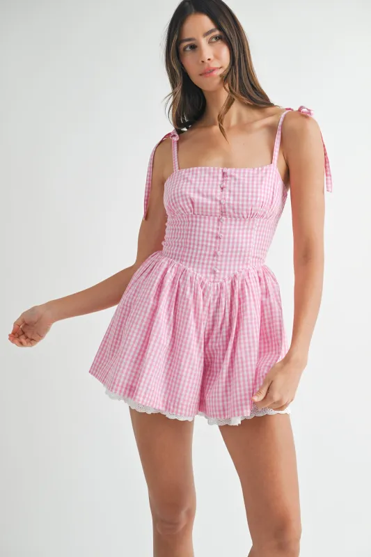 EVELYN TIE STRAP CORSET ROMPER made by MABLE