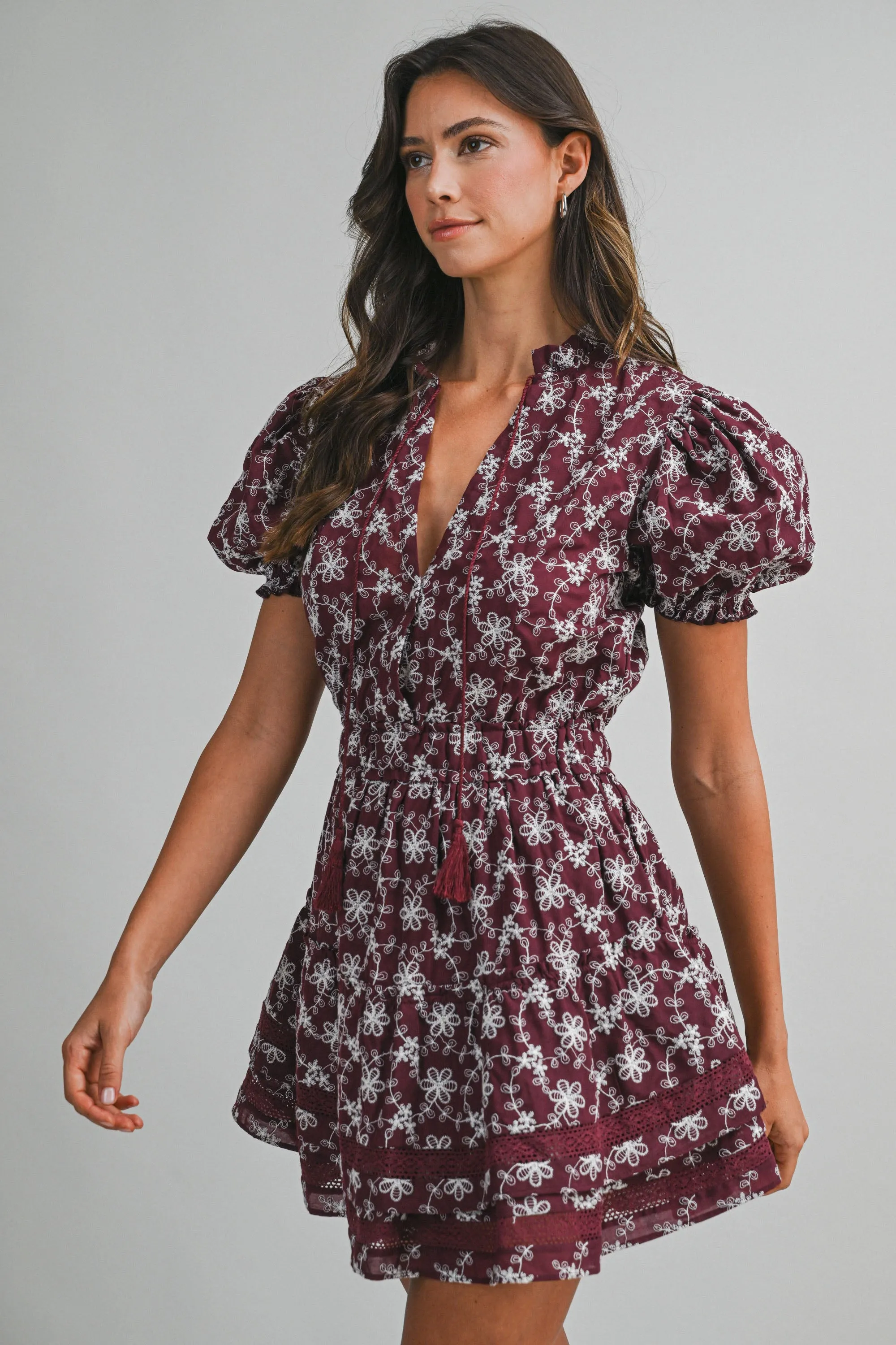 CASSIDY EMBROIDERED RUFFLE TIER MINI DRESS sold by MABLE product image thumbnail 3