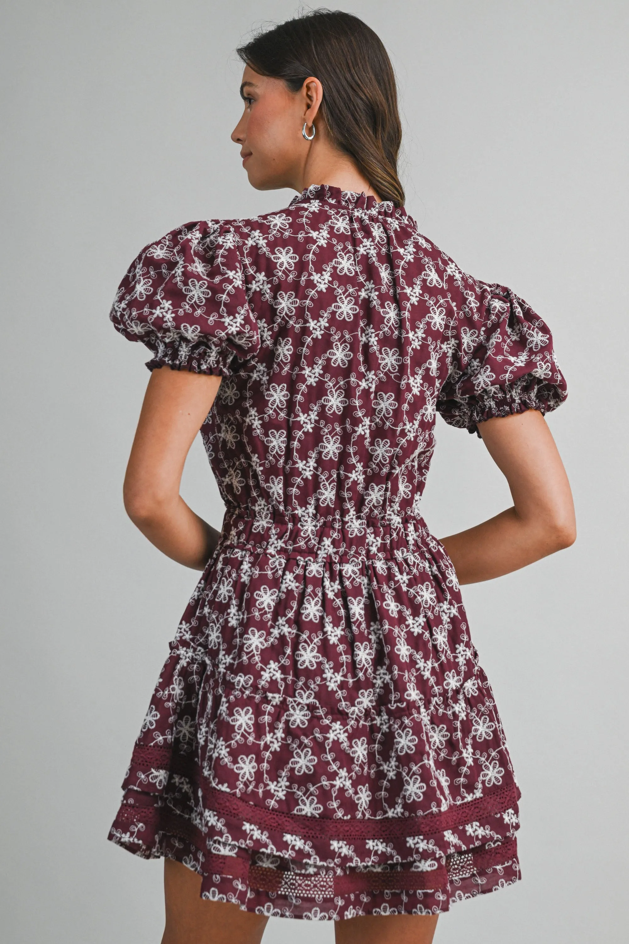 CASSIDY EMBROIDERED RUFFLE TIER MINI DRESS sold by MABLE product image thumbnail 4