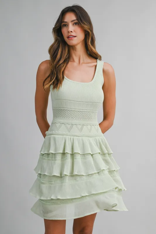 LYRA RUFFLE SWEATER MINI DRESS made by MABLE