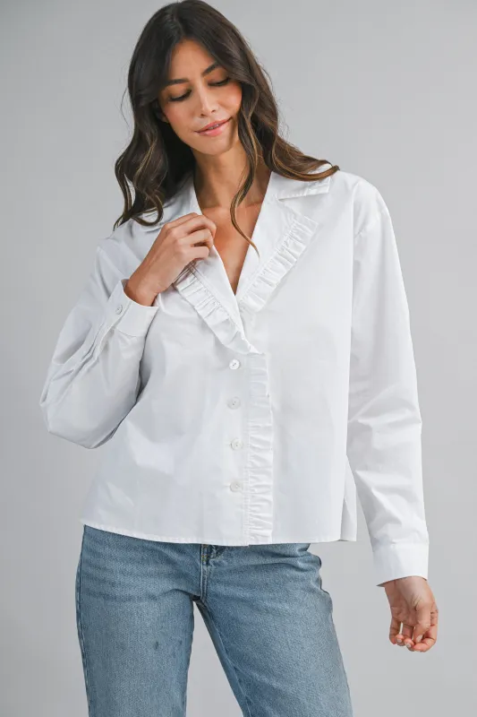 MALIA FRILL COLLAR DETAIL SHIRT made by MABLE