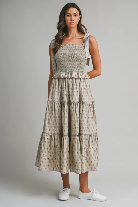 ALICE FLORAL PRINTED TIERED MIDI DRESS made by MABLE