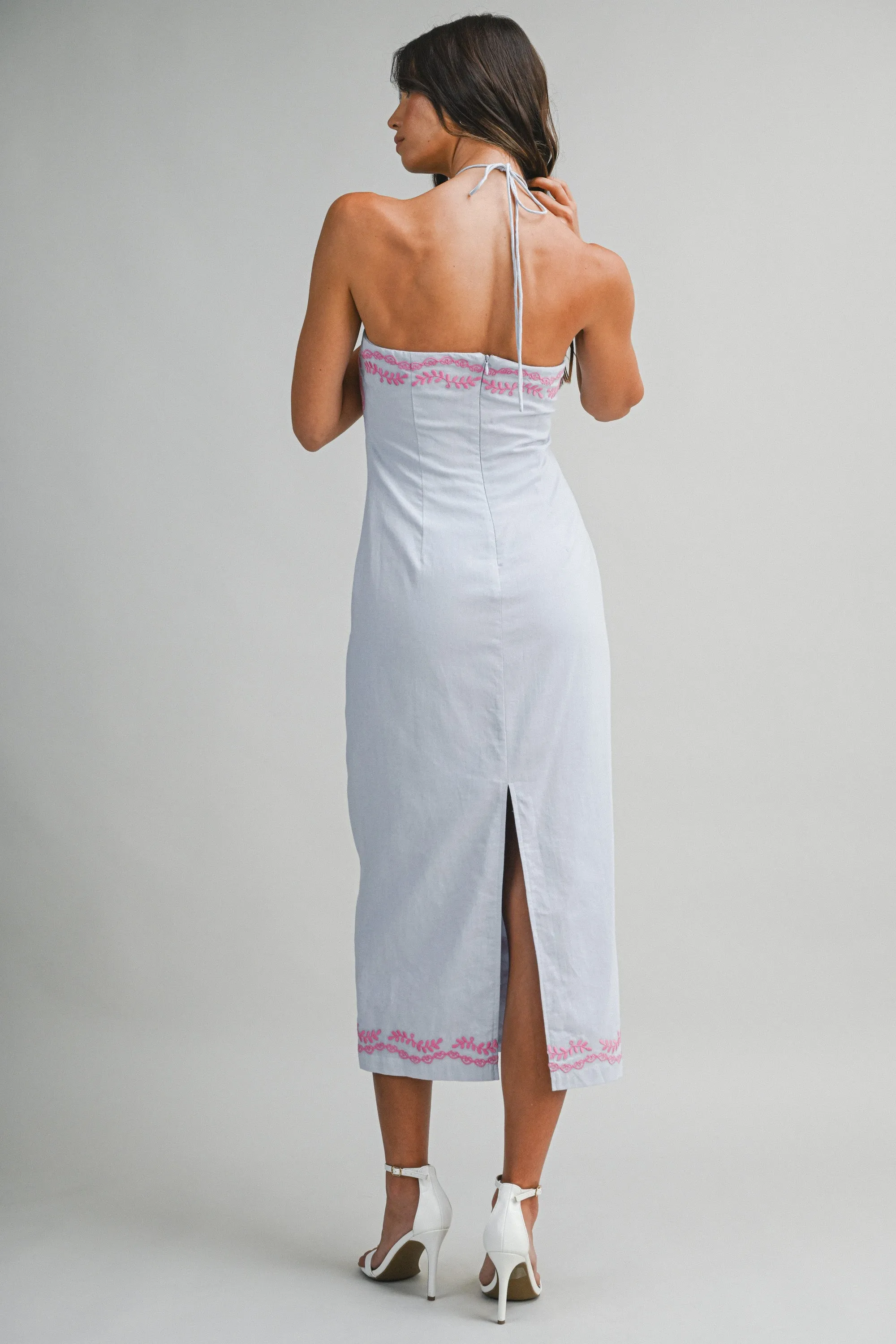 NYRA EMBROIDERED HALTER NECK MIDI DRESS sold by MABLE product image thumbnail 4