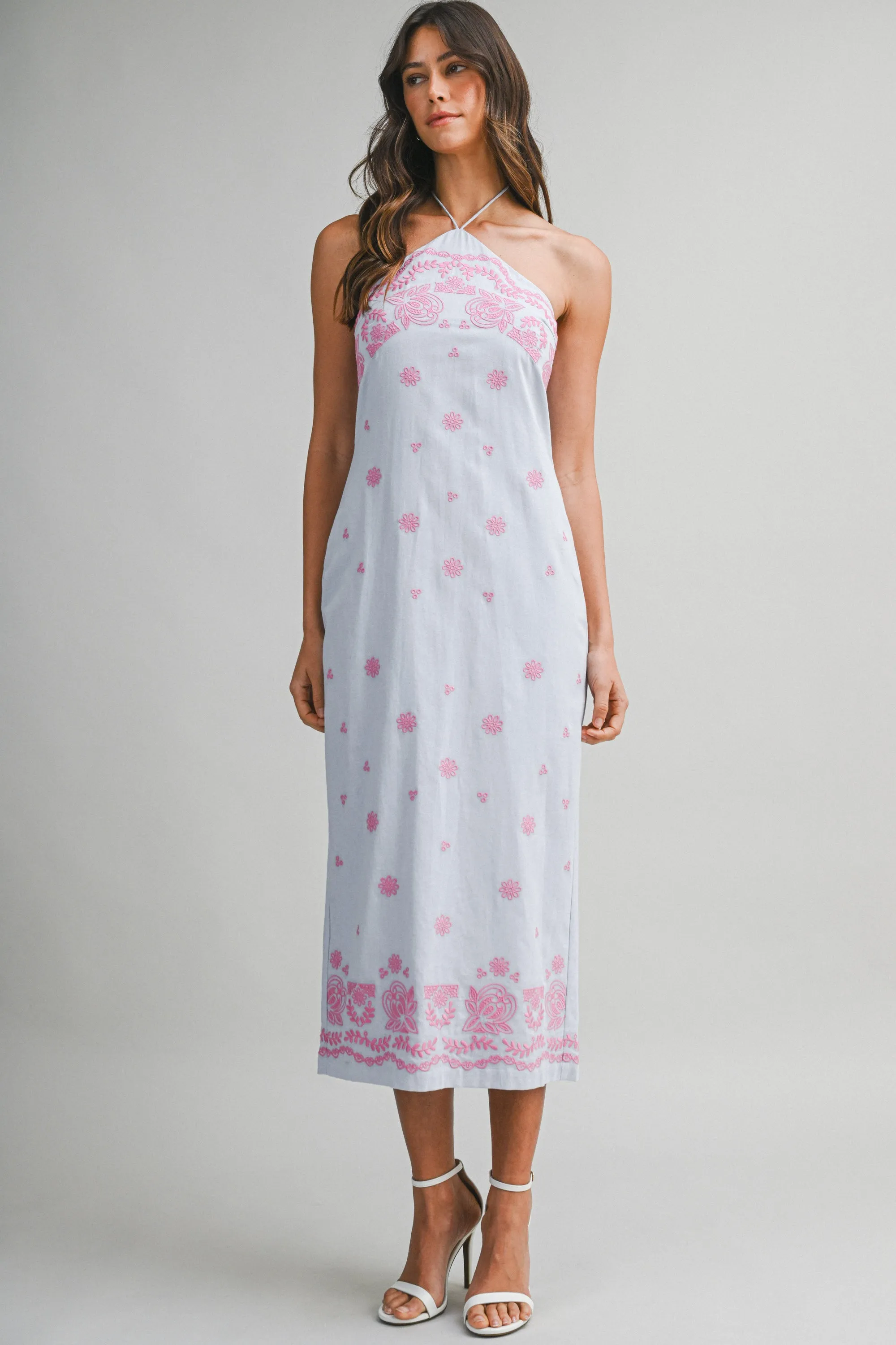 NYRA EMBROIDERED HALTER NECK MIDI DRESS sold by MABLE product image thumbnail 2